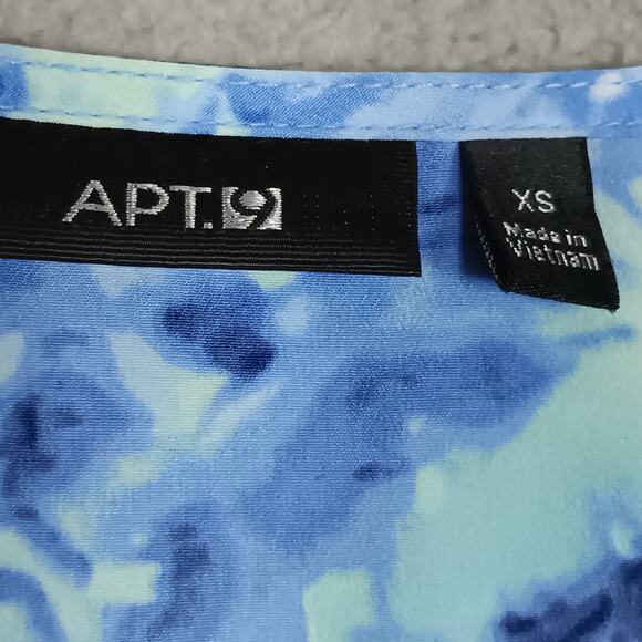 APT.9 Blue Floral Faux Wrap Spring Dress Size XS Easter Sleeveless Ruffle Neck - Picture 6 of 10